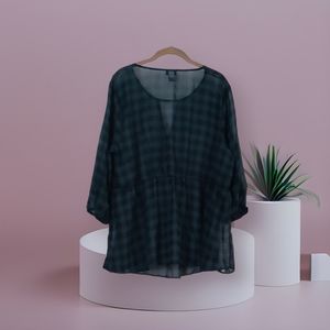 Torrid Sheer Green Plaid Blouse